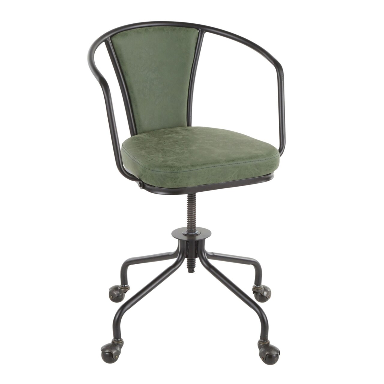 Lumisource Indoor Home Office Furniture Oregon Industrial Upholstered Task Chair In Black Metal And Green Faux Leather